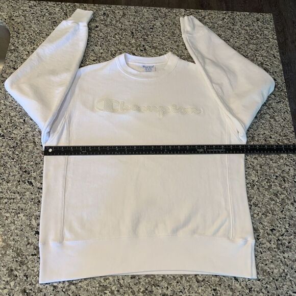 Vintage Champion Reverse Weave Sweatshirt Mens M 80s-90s Distressed Spellout - Picture 2 of 7